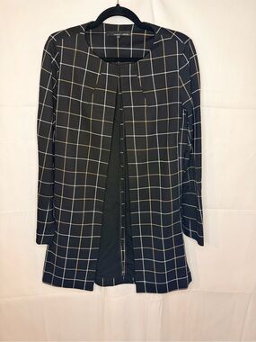 Amanda & Chelsea Black Windowpane Open-Front Blazer